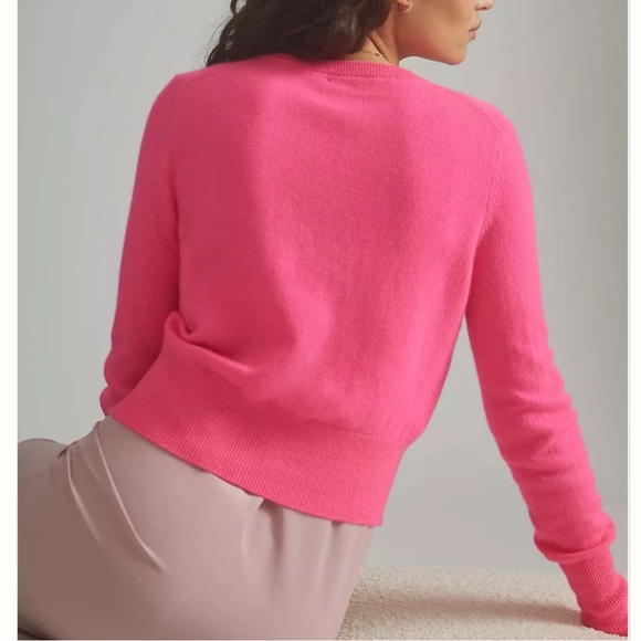 White + Warren x Anthropologie Starry Cashmere S Pink Embroidered Cardi Cardigan - Picture 6 of 9